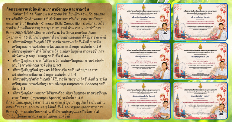 กิจกรรมการแข่งขันทักษะภาษาอังกฤษ และภาษาจีน